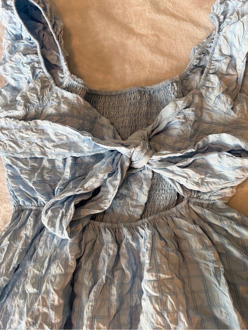 Simply Southern Light Blue Crinkle Ruffled Smocked Dress - Picture 7 of 14